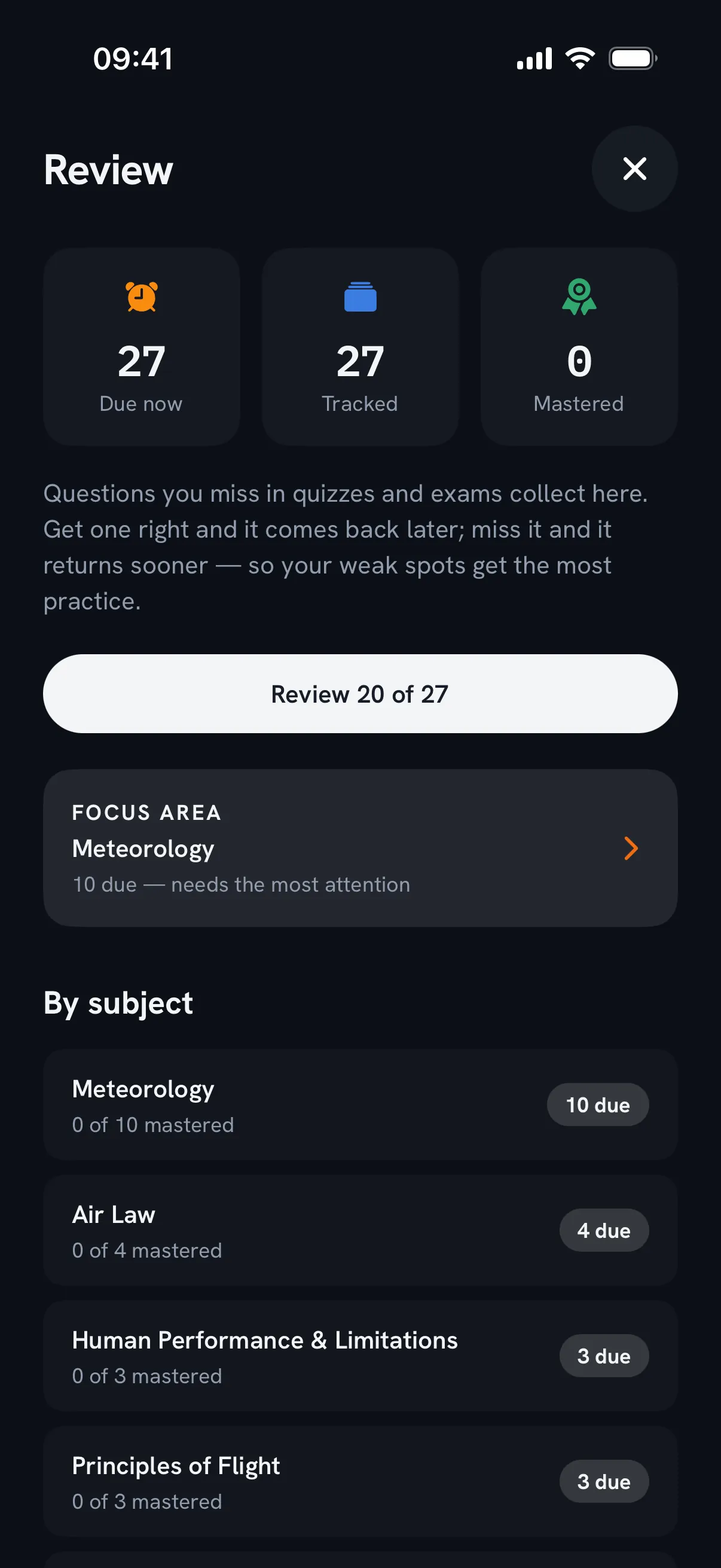 Pocket Pilot — review screen