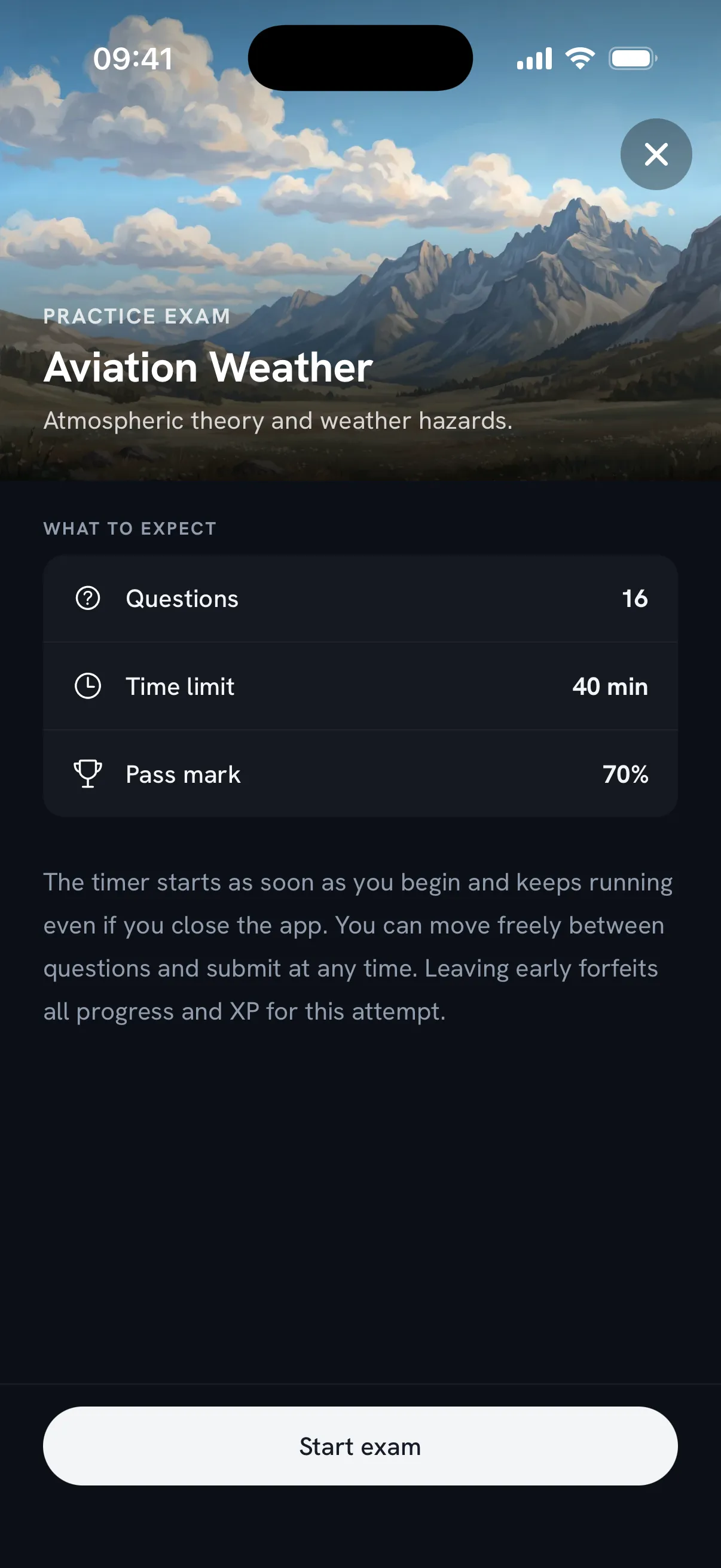 Pocket Pilot — practice screen